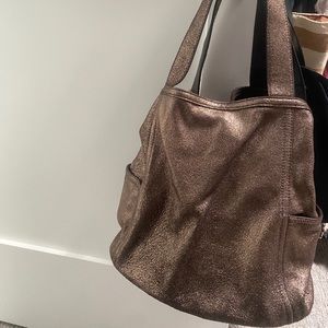 COLE HAAN leather reversible bucket bag